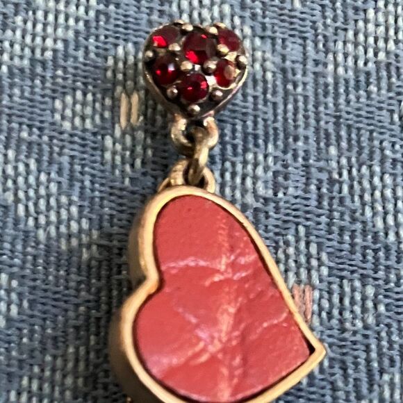 Pilgrin Dangle Gold and Red Vintage Hearts Earrings - Picture 3 of 3